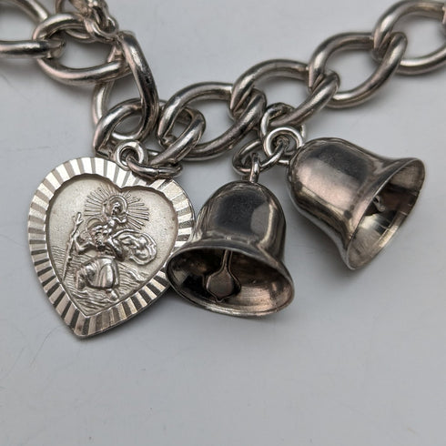 British vintage sterling silver charm bracelet 31g